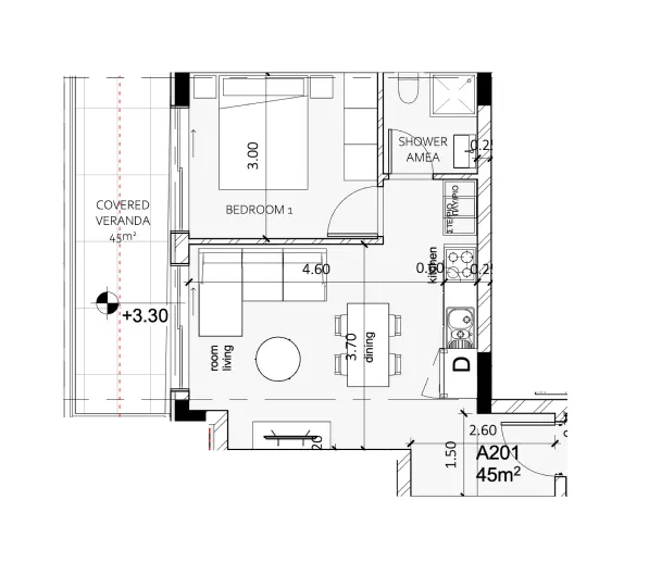 Apartments 1 — 57,50 m²