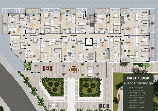 Park Residences — Перший поверх: Детальний план поверху